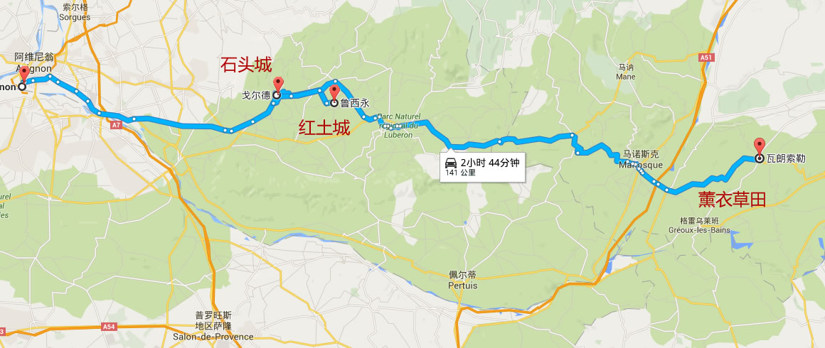 普罗旺斯旅游路线图